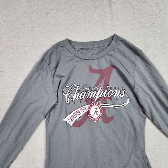 Alabama Crimson Tide Shirt Womens Small Gray Long Sleeve Pullover Spell Out 2015 - Picture 2 of 14